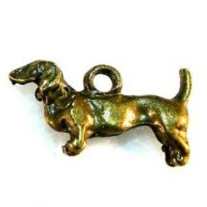 Antique Bronze DACHSHUND Charm for DIY Jewelry